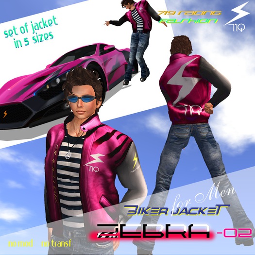 719 Racing Biker Jacket Zebra-02 Men (Wear to unpack)