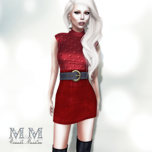 M&M-MARTA RED DRESS MESH AND BOOTS