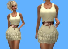 MESH DRESS CINTIA BEIGE WITH BELT
