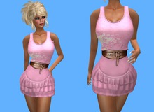 MESH DRESS CINTIA PINK WITH BELT