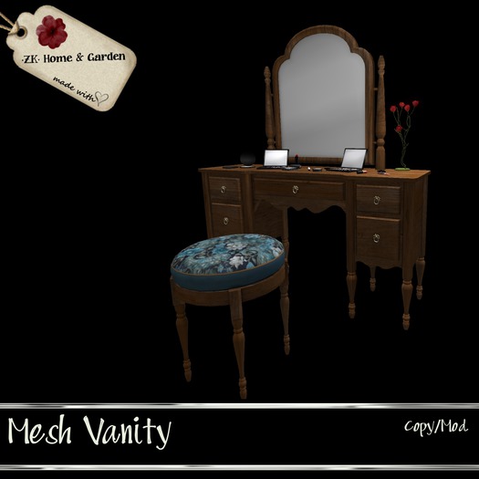 *ZK* Dressing Table with Animations - Antique Wood