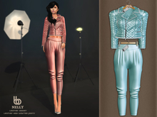 Bens Boutique - Nelly Leather Jacket & Waisted Pants Lblue