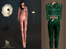 Bens Boutique - Nelly Leather Jacket & Waisted Pants Green