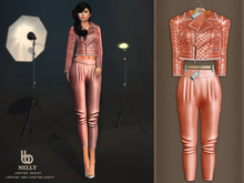 Bens Boutique - Nelly Leather Jacket & Waisted Pants Coral