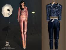Bens Boutique - Nelly Leather Jacket & Waisted Pants Navy