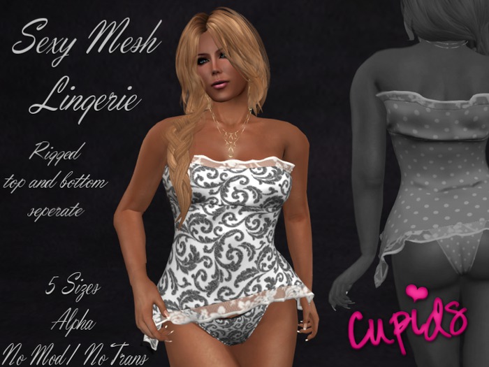 *CUPIDS FASHIONS* Mesh Lingerie White Wedding