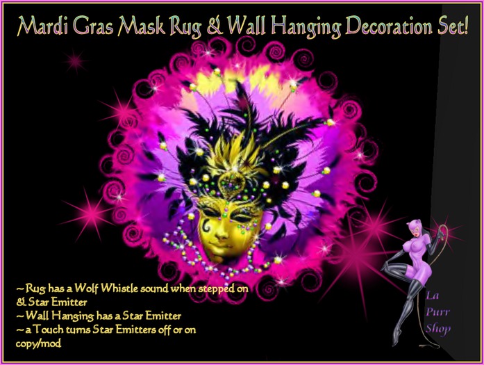 Mardi Gras Mask Rug and Wall Hanging Set!