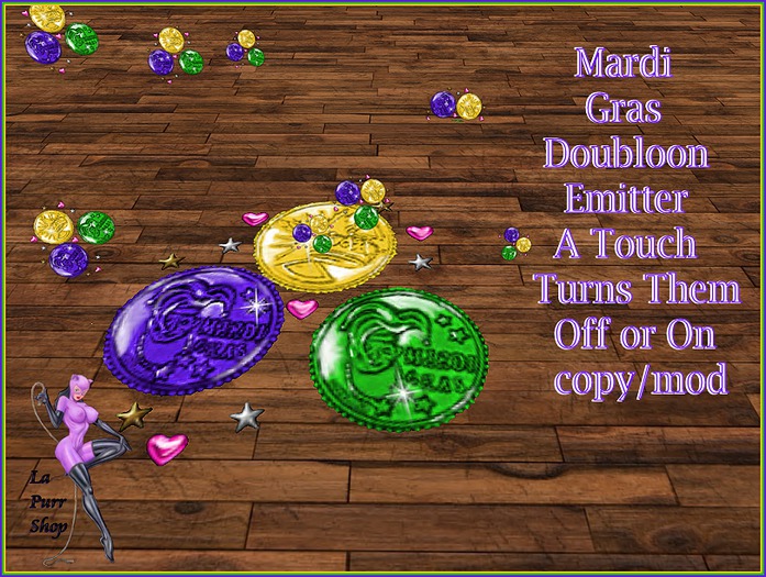 Mardi Gras Doubloon Emitter~Touch for off or on