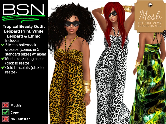 BSN Tropical Beauty Outfit - Leopard, White Leopard & Ethnic