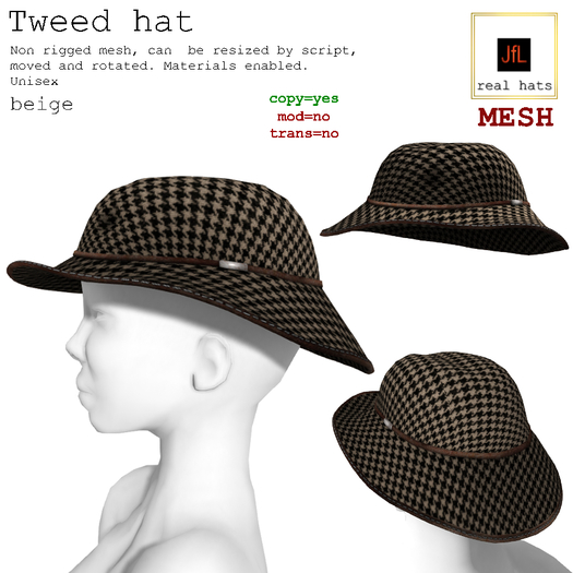 Tweed hat beige, boxed