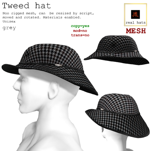 Tweed hat grey, boxed