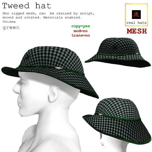 Tweed hat green boxed