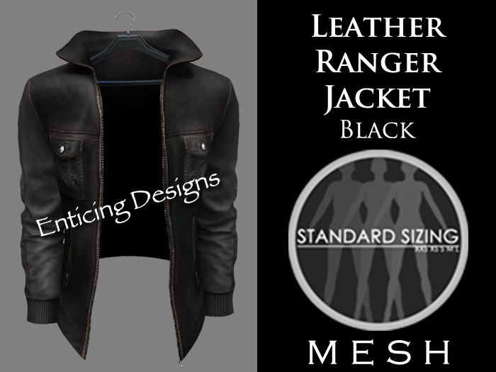 *ED Mens Mesh Black Leather Ranger Jacket - Solo