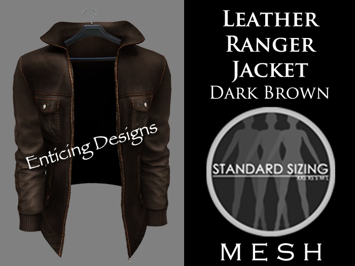 *ED Mens Mesh Dark Brown Leather Ranger Jacket - Solo