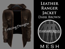 *ED Mens Mesh Dark Brown Leather Ranger Jacket - Solo