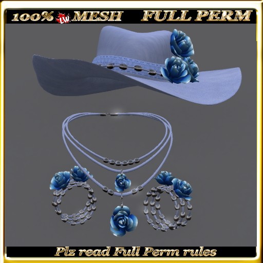 LW_ Mesh Hat with 3 Roses - 1