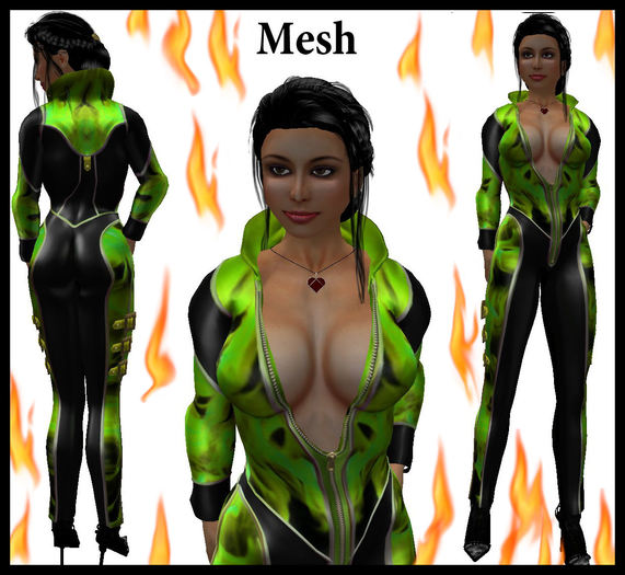 K&L Catsuit Hellfire Mesh Lime
