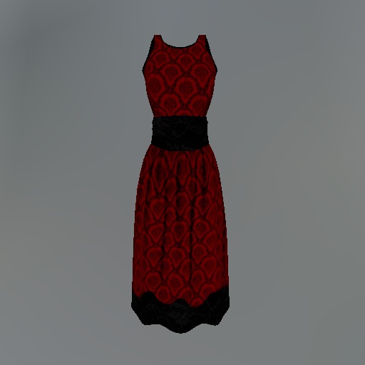Red Scallop Mesh Dress