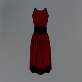 Red Scallop Mesh Dress
