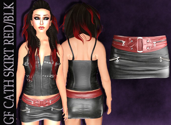 GF CATH SKIRT BLACK RED