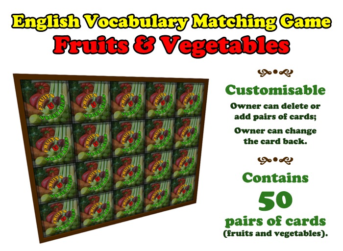 English Vocabulary Matching Game - Fruits & Vegetables