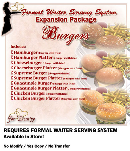 *VRD* Serving Expansion Pkg - MainCourses - Burgers (boxed)