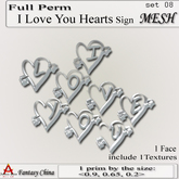Fantasy China Mesh I Love You Hearts Sign set 08 only 1 prim! FULL PERM