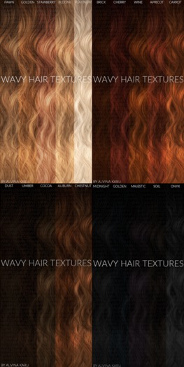 Wavy Hair Textures - base set - 20 colors - by Alvina Karu