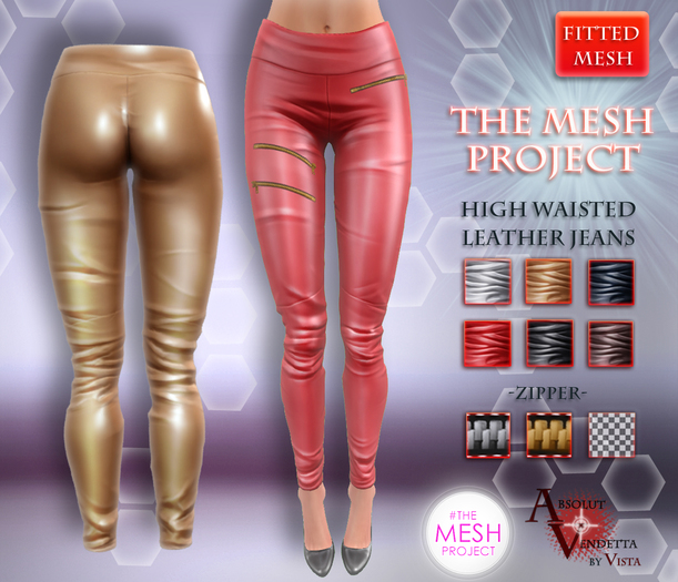 Absolut Vendetta -High Waisted Leather Jeans *TMP