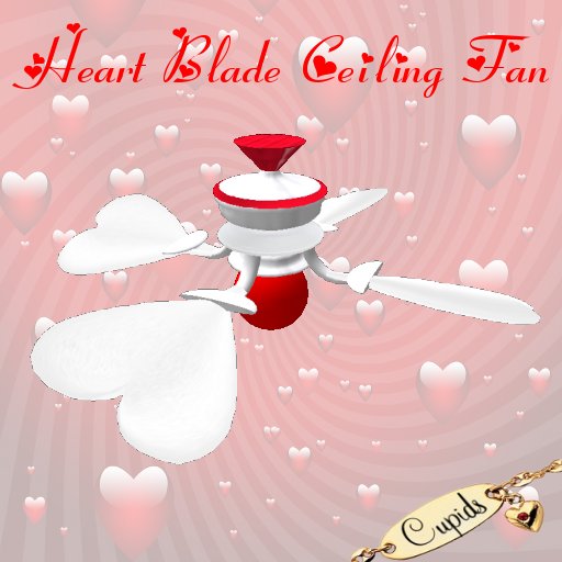 Heart Blade Ceiling Fan White & Red