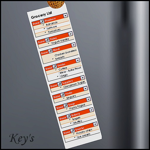 Key's GROCERY LIST CHICKEN