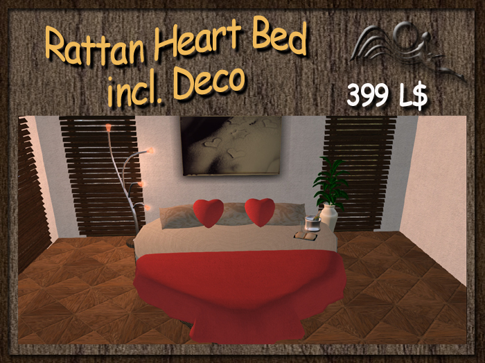 Rattan Weaver Heart Bed with full aesthetic Menu - incl. Decor