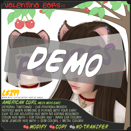*NEW* MESH Neko Ears for Petites - AMERICAN CURL - DEMO
