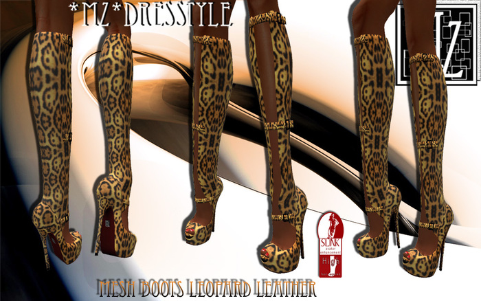 *MZ* Mesh Boots Leopard Leather