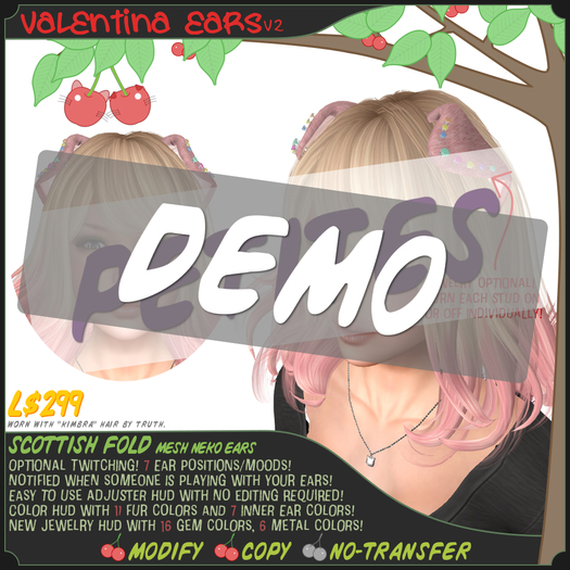 *NEW* MESH Neko Ears for Petites - SCOTTISH FOLD - DEMO