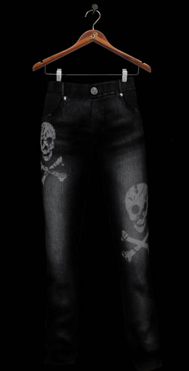 PEER Style: Mesh Jeans Black Skull
