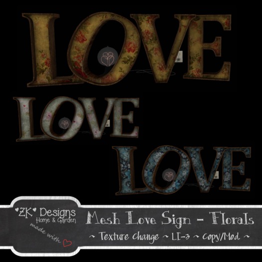*ZK* Mesh Love Sign - Florals
