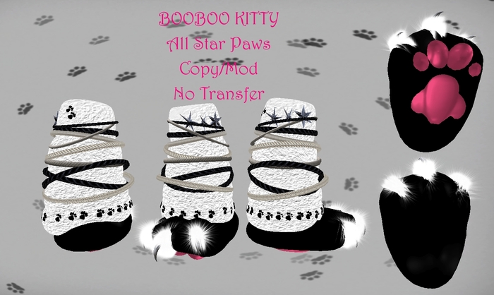 BooBoo Kitty White All Stars and paws