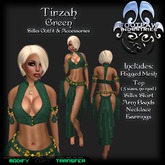 [FPI] Tirzah Green - Lovely Silks Outfit with Armbands, Earrings & Necklace 