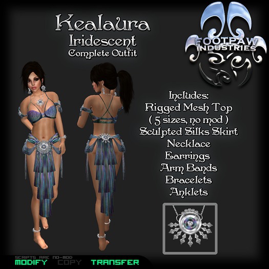 [FPI] Kealaura Iridescent - Lovely Silks Outfit with Armbands, Bracelets, Anklets, Earrings & Necklace 
