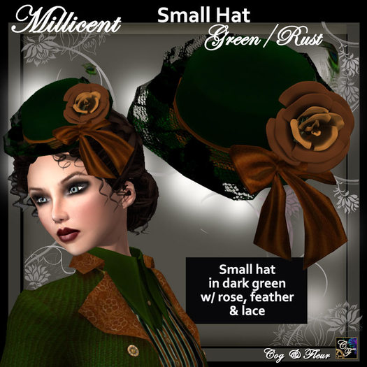 C&F Vittoria Small Hat w/ Roses - Black