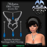 [FPI] Aldara Blue Topaz - A Lovely Entwined Dragon Heart Necklace with Gem Stone Earrings & Belly Piercing Jewelry set