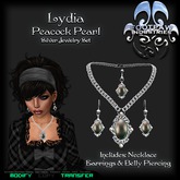 [FPI] Lydia Peacock Pearl Silver - An Ornate setting for Lovely Cabochon stones makes this Elegant Jewelry Set