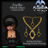 [FPI] Lydia Black Onyx Gold - An Ornate setting for Lovely Cabochon stones makes this Elegant Jewelry Set
