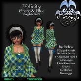 [FPI] Felicity GreenBlue - Lovely Ruffles, Bows & Plaid Dress with Stockings, boots & Jewelry