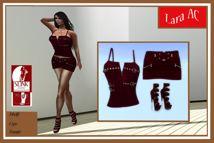 Lara AC - Rigged Mesh Modern Red Outfit & Slink High Heels Red