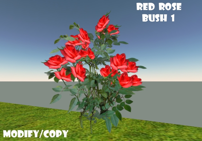 1 Prim Red Rose Bush 1