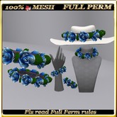 LW_ Mesh Accessory Set Full Perm Blue (hat, bracelets, choker, 2 headdresses) 