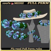 LW_ Mesh Accessory Set Full Perm Light Blue (hat, bracelets, choker, 2 headdresses) 