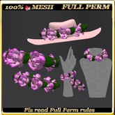 LW_ Mesh Accessory Set Full Perm Soft Pink (hat, bracelets, choker, 2 headdresses) 